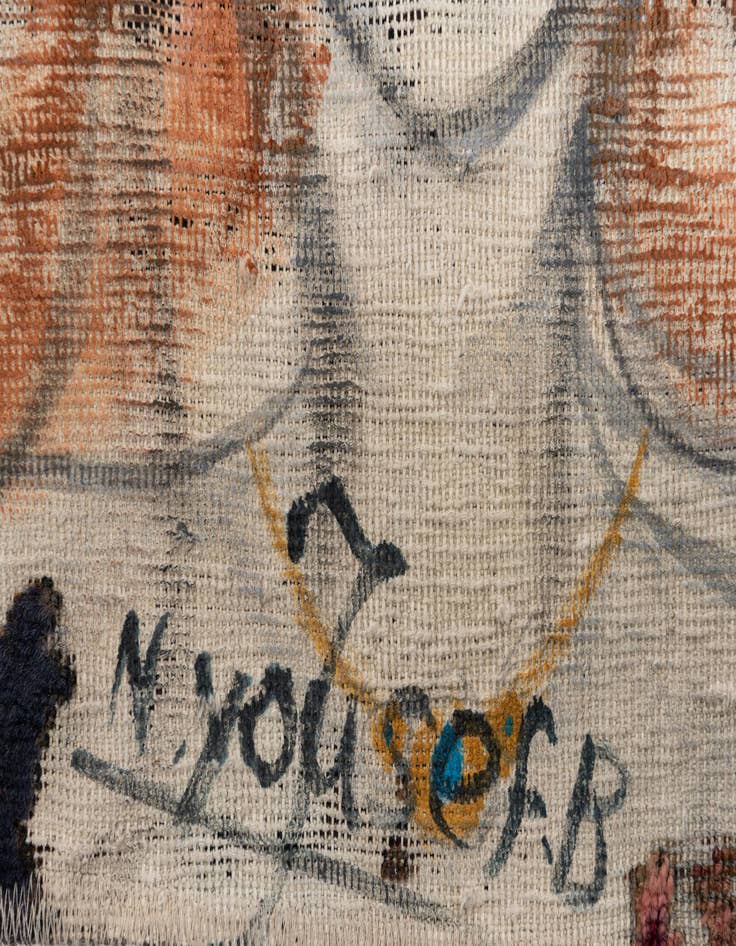 Detail image of  3' 9 x 4' 2  Hand Knotted Ultra Vintage Persian Wool Square Rug