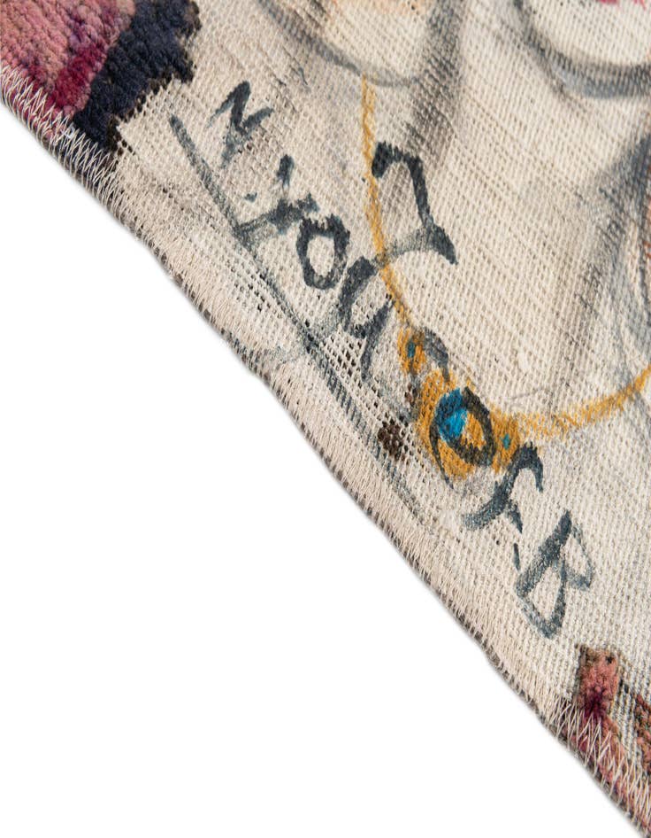 Detail image of  3' 9 x 4' 2  Hand Knotted Ultra Vintage Persian Wool Square Rug