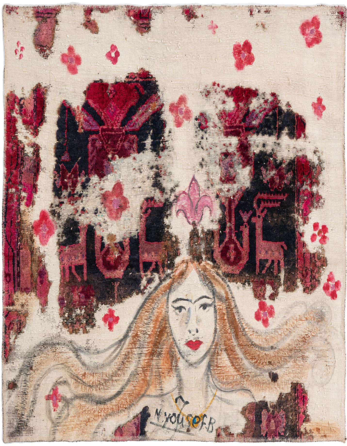 Primary image  3' 9 x 4' 2  Hand Knotted Ultra Vintage Persian Wool Square Rug