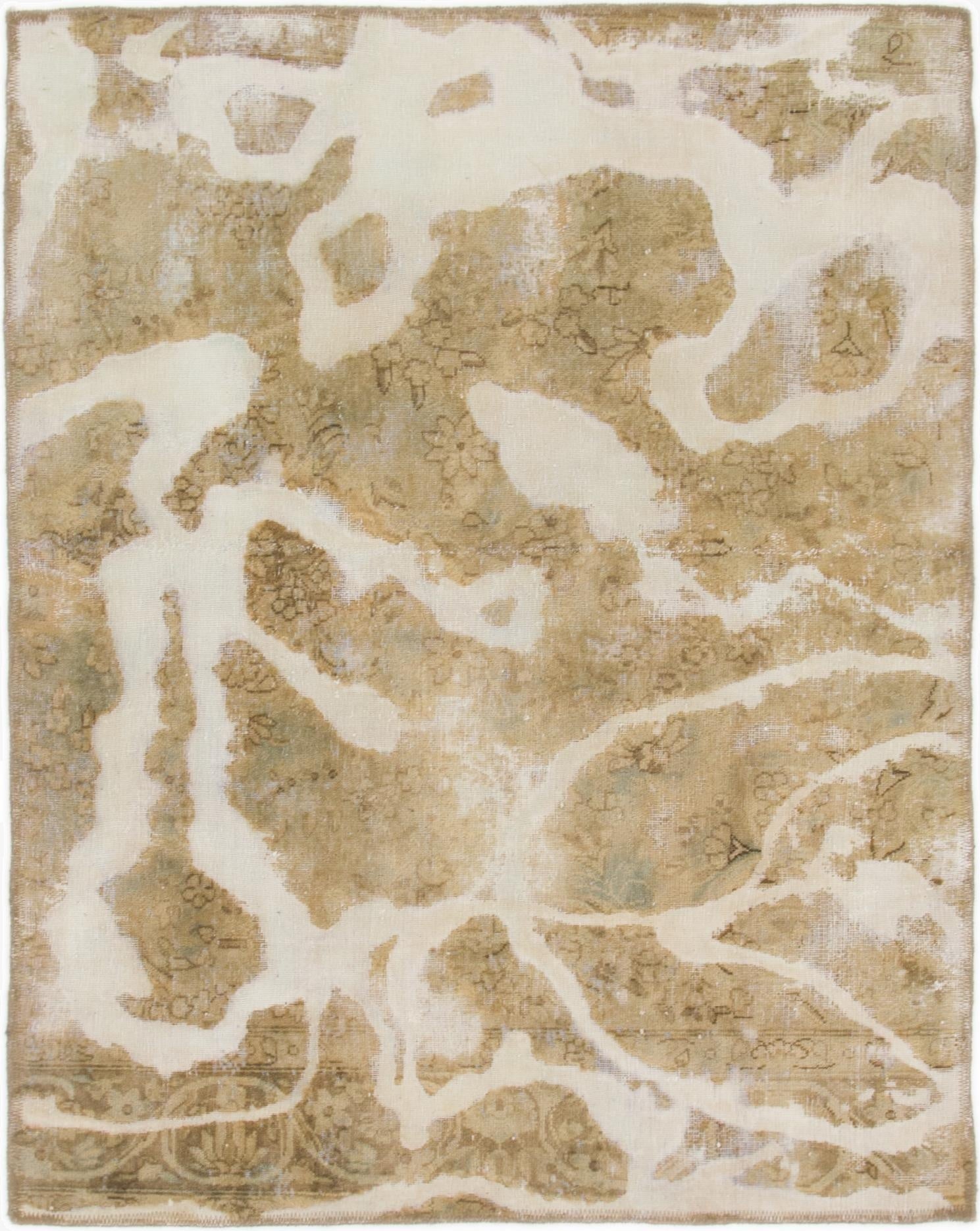  3' 10 x 4' 9  Hand Knotted Ultra Vintage Persian Wool Square Rug