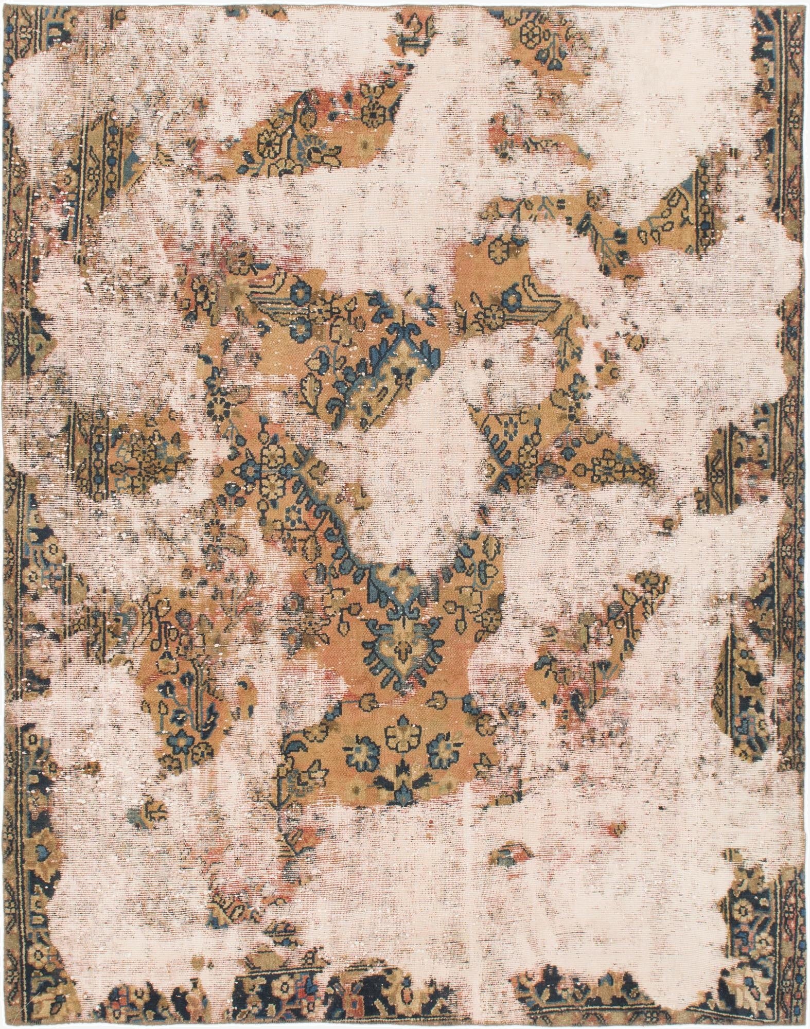  6' 7 x 8' 4  Hand Knotted Ultra Vintage Persian Wool Square Rug