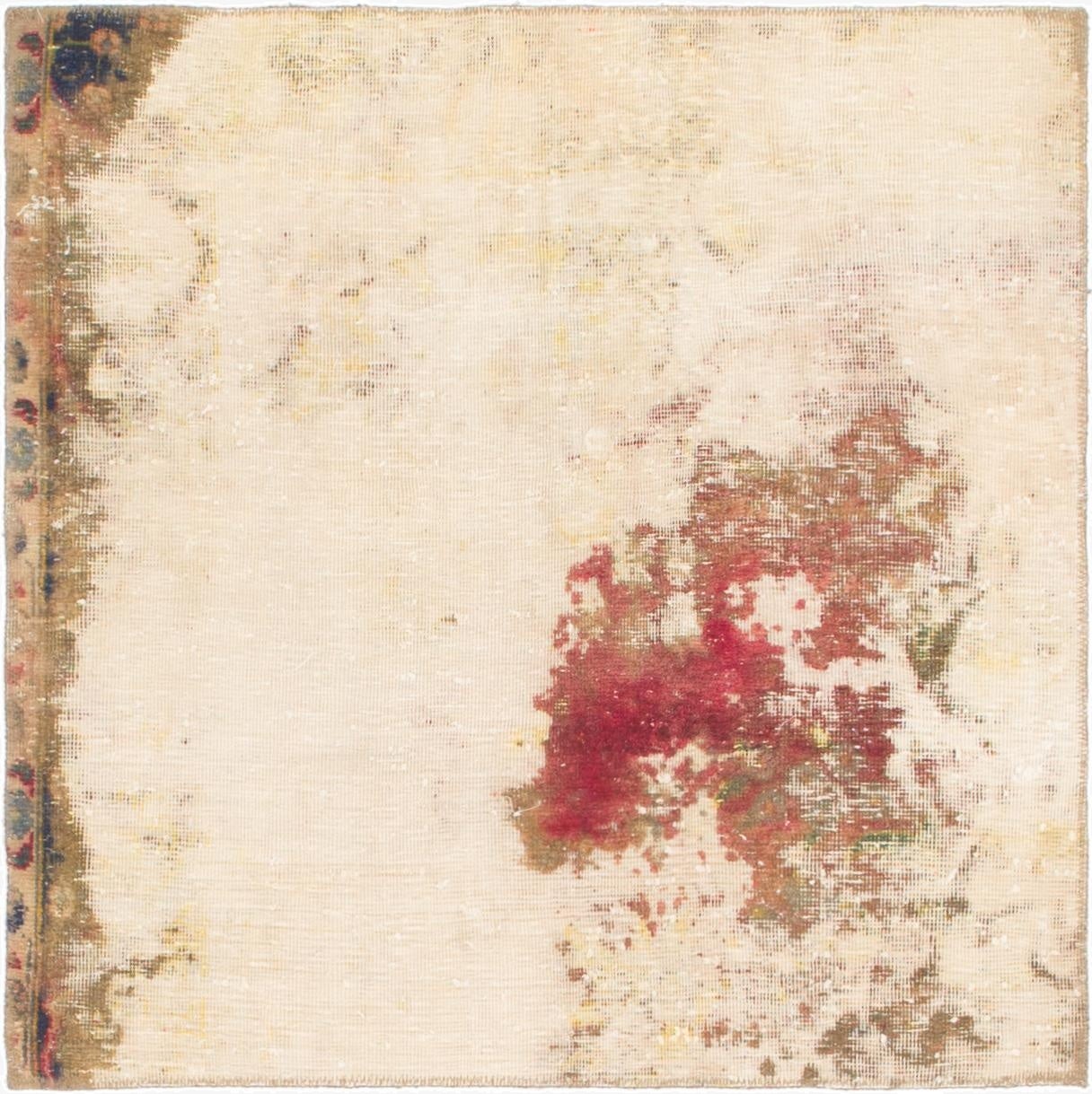  3' 6 x 3' 7  Hand Knotted Ultra Vintage Persian Wool Square Rug