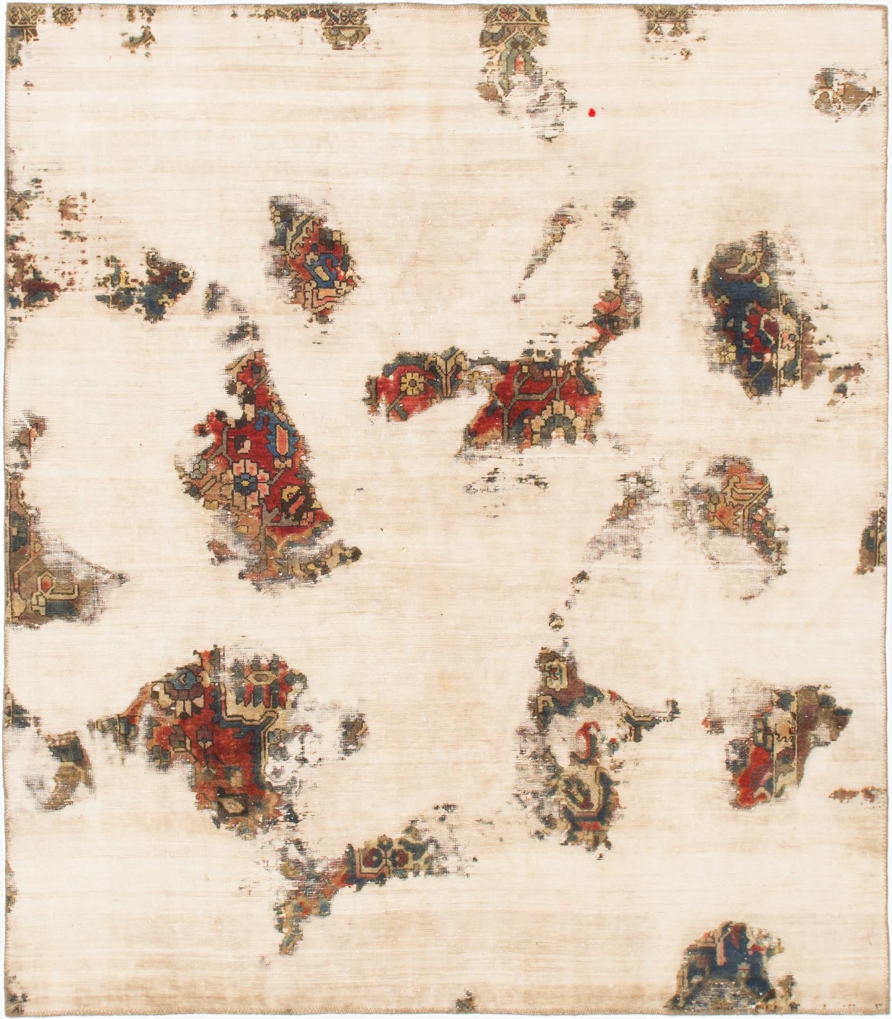  6' 5 x 7' 3  Hand Knotted Ultra Vintage Persian Wool Square Rug