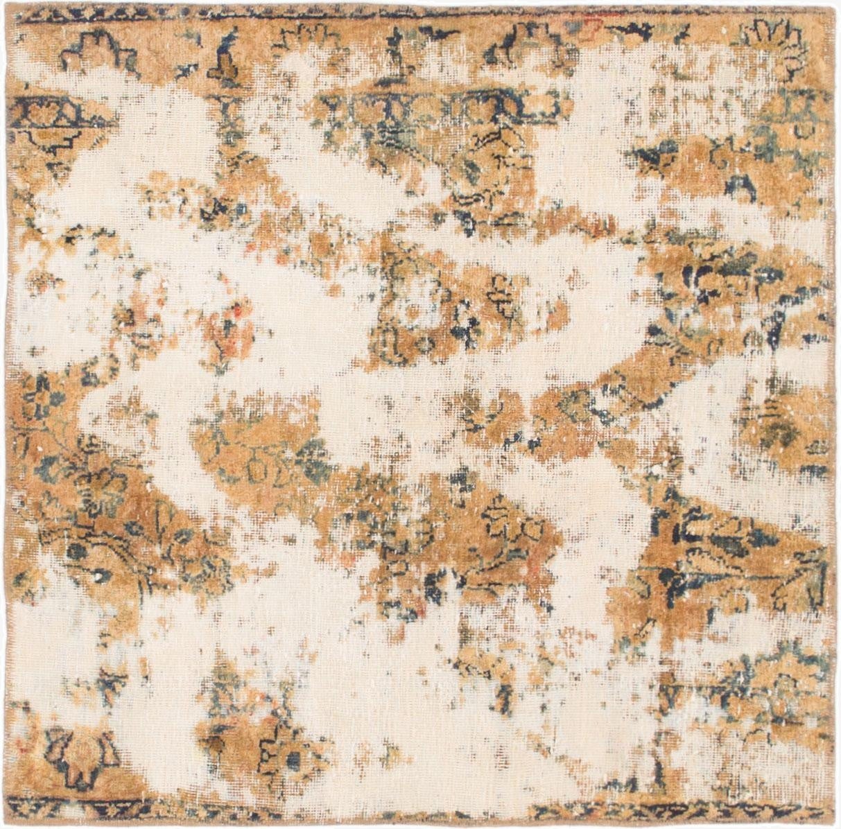  3' 7 x 3' 7  Hand Knotted Ultra Vintage Persian Wool Square Rug