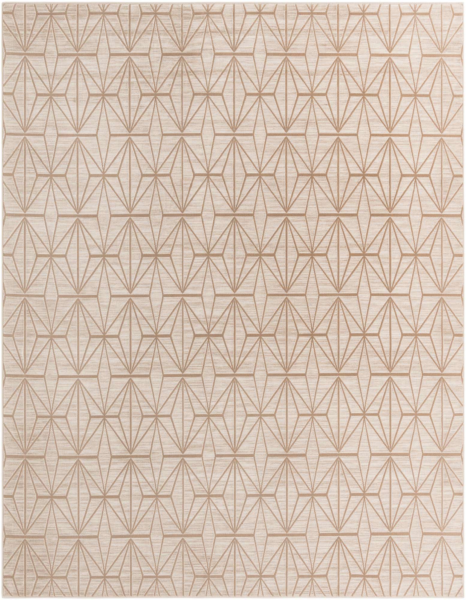 A 10' 0 x 10' 0 square Uptown rug featuring a modern geometric pattern in brown and ivory tones.