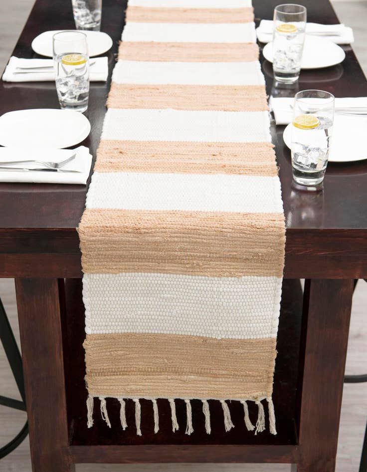 Detail image of  1' 2 x 10'  Hand Woven Chindi Rag Table Runner Rug