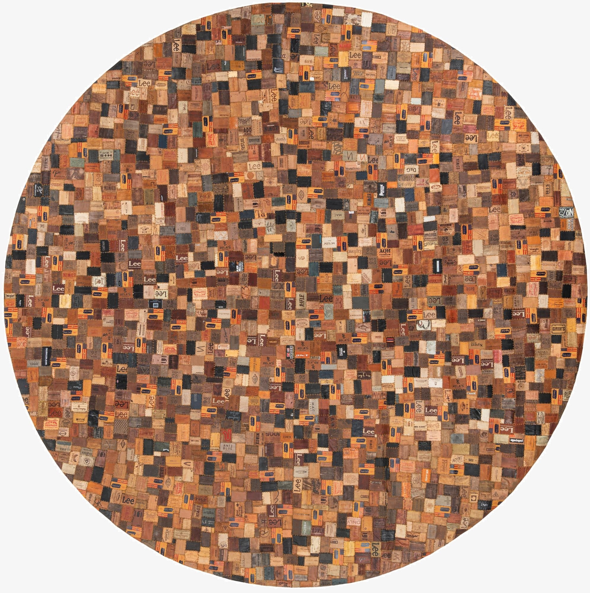  10' x 10' Jean Leather Tag Round Rug