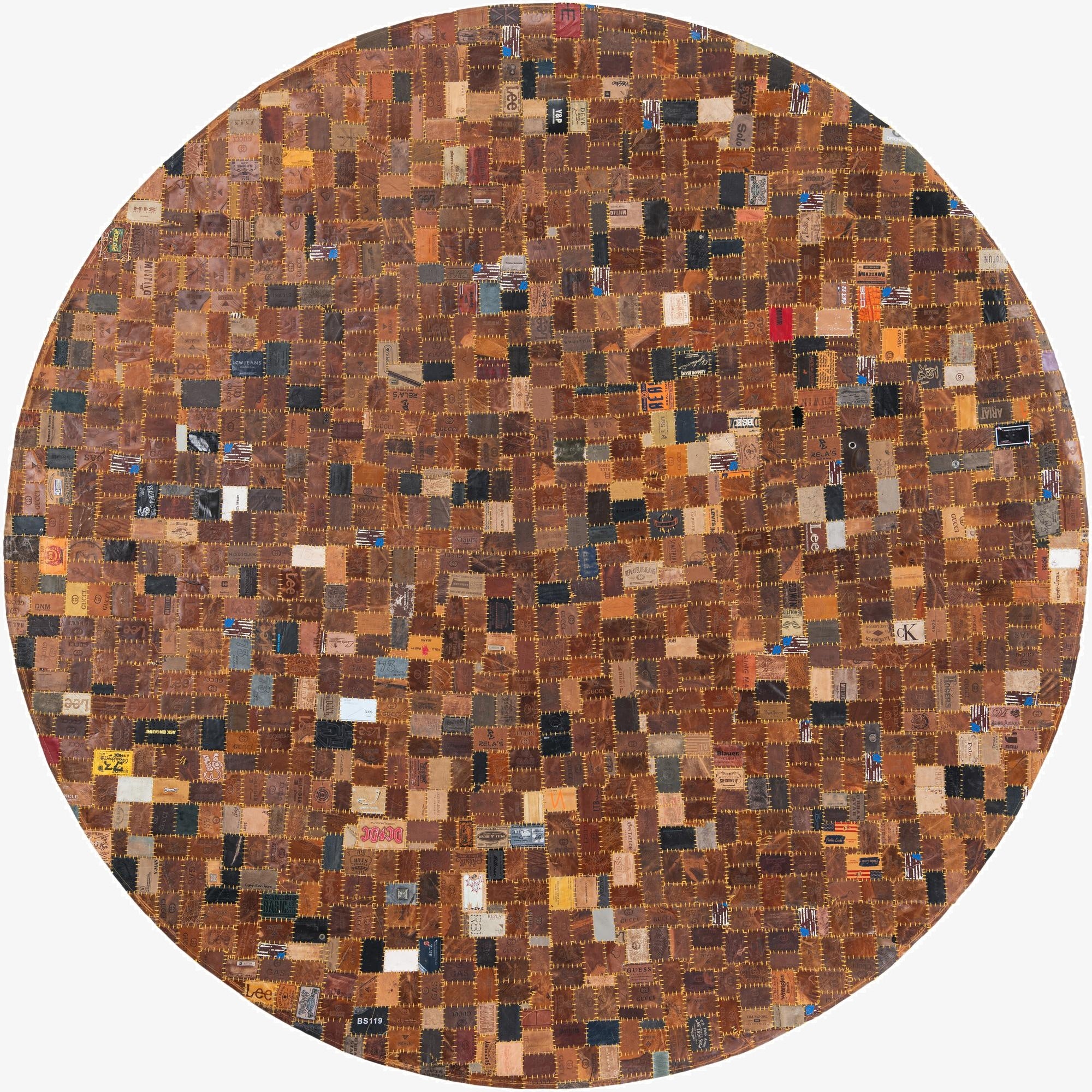  7' 10 x 7' 10 Jean Leather Tag Round Rug