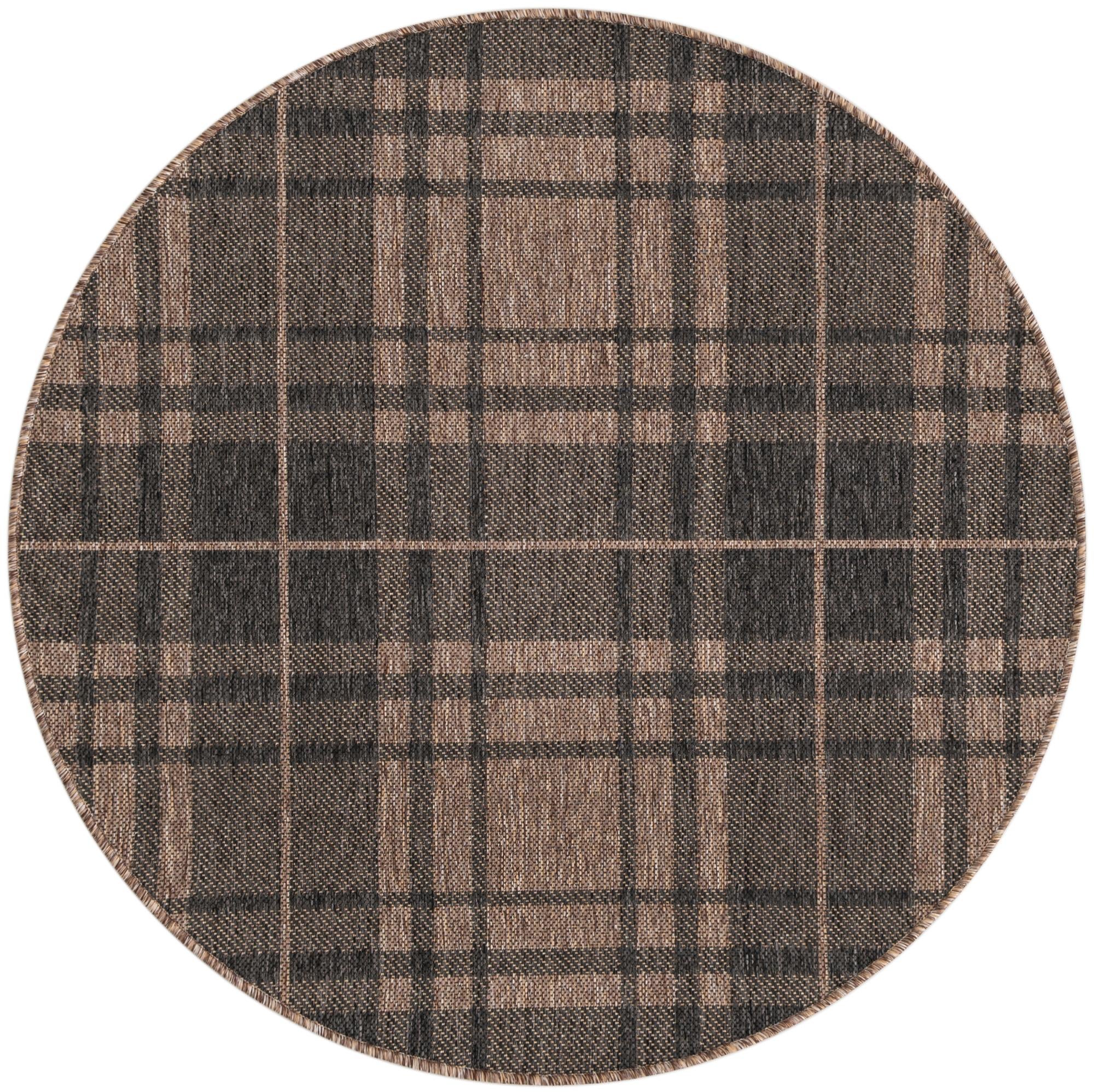 Primary image  4' x 4'  Washable Checkered Indoor / Outdoor Round Rug