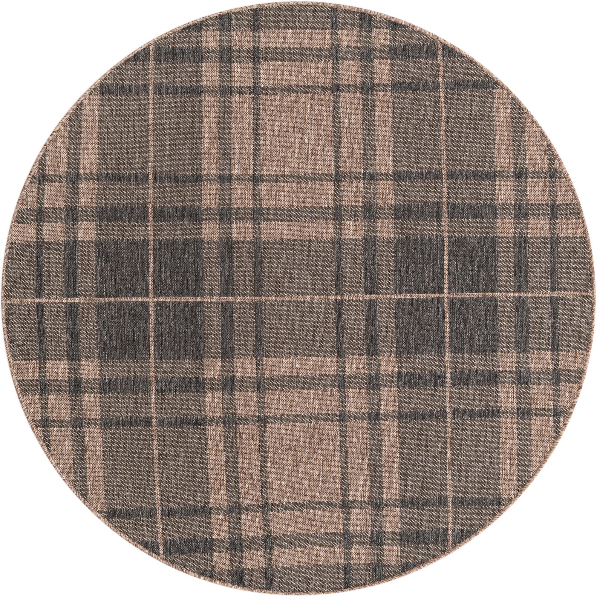 Primary image  5' 3 x 5' 3  Washable Checkered Indoor / Outdoor Round Rug