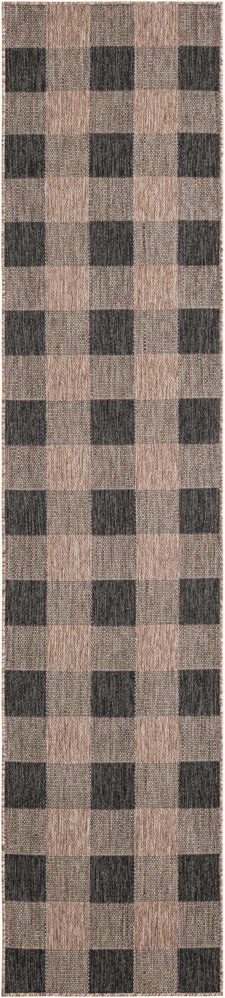  2' 7 x 12'  Washable Checkered Indoor / Outdoor Runner Rug