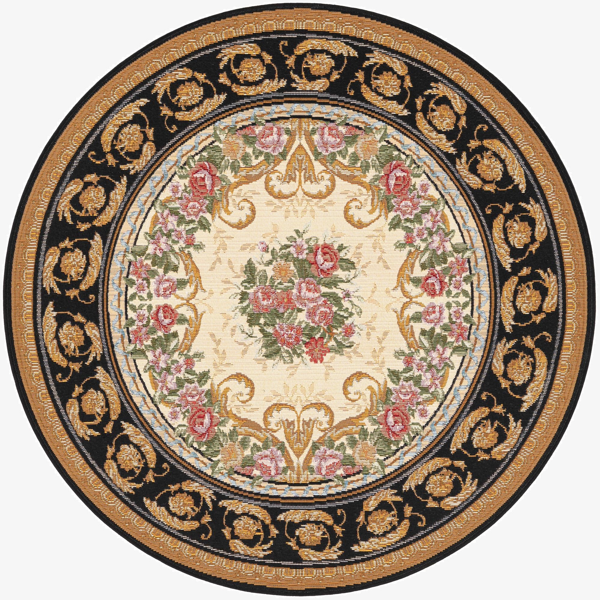  4' x 4'  Washable Traditional Indoor / Outdoor Round Rug
