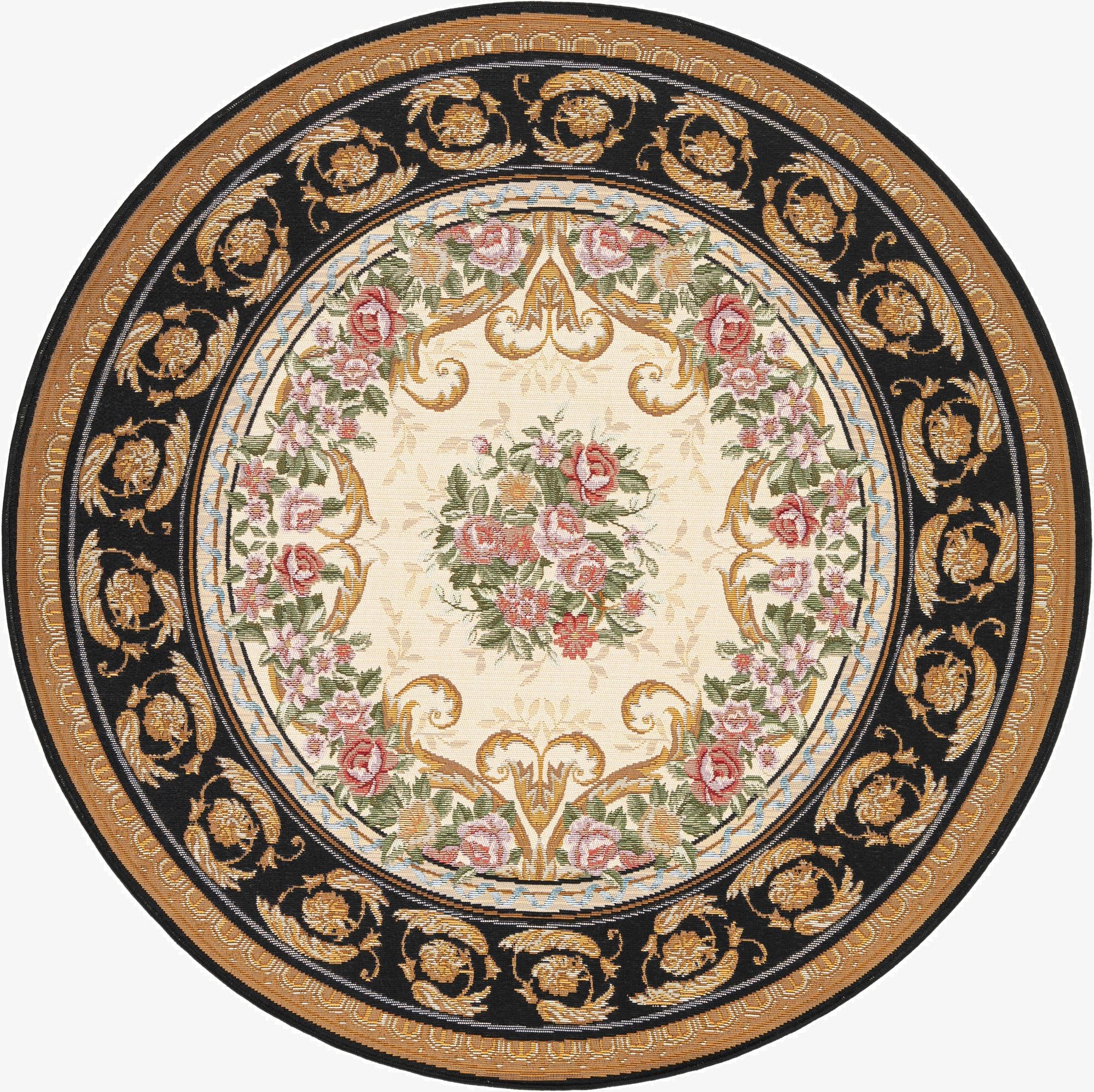  5' x 5'  Washable Traditional Indoor / Outdoor Round Rug