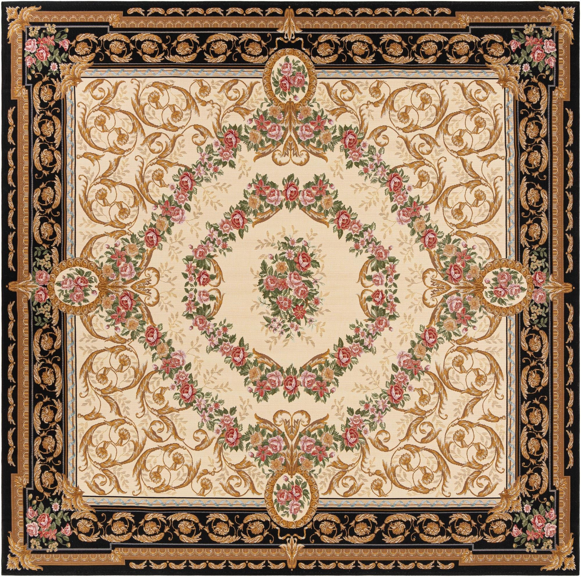  10' x 10'  Washable Traditional Indoor / Outdoor Square Rug