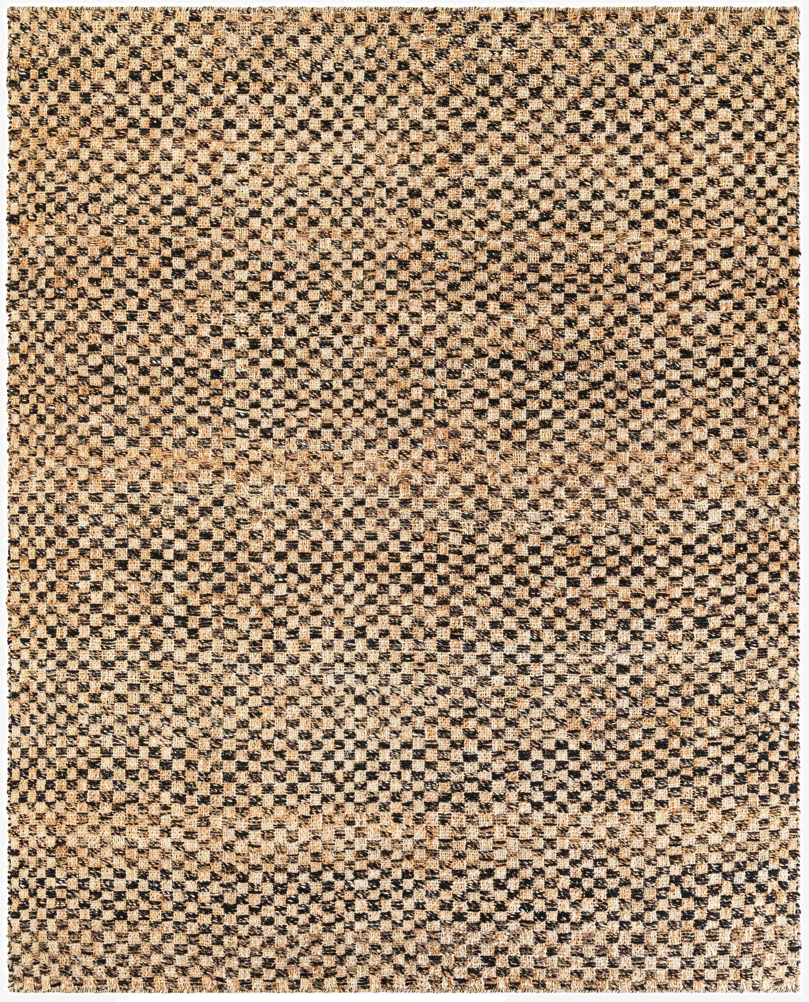  7' 10 x 10'  Hand Woven Checkered Jute Wool Rug