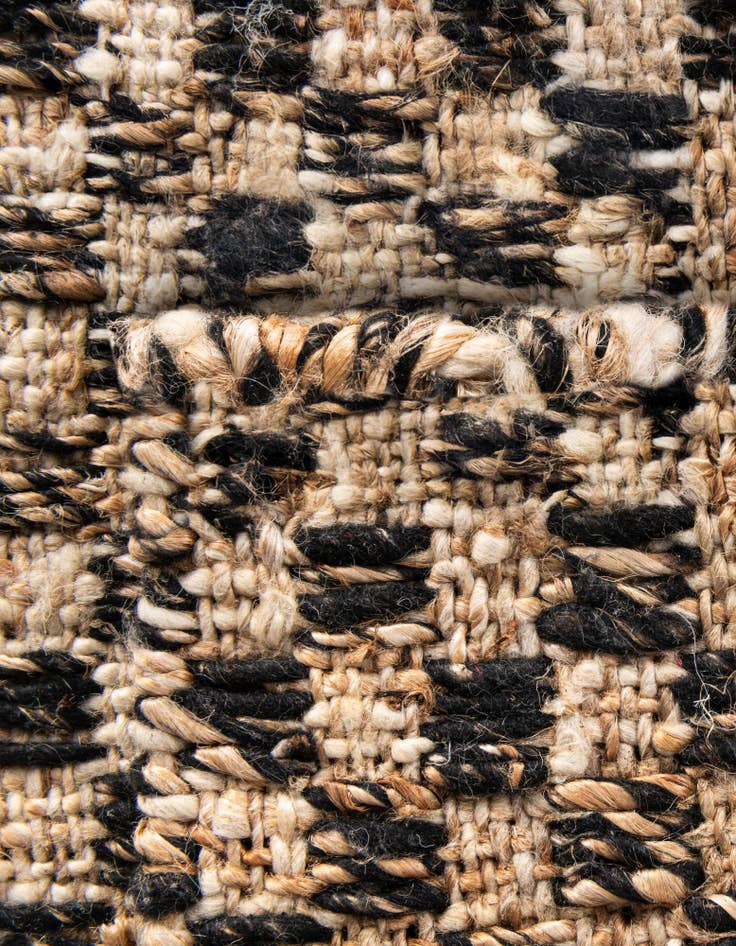 Detail image of  2' x 4' 1  Hand Woven Checkered Jute Wool Runner Rug