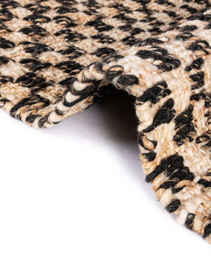 Detail image of  7' 10 x 7' 10  Hand Woven Checkered Jute Wool Square Rug