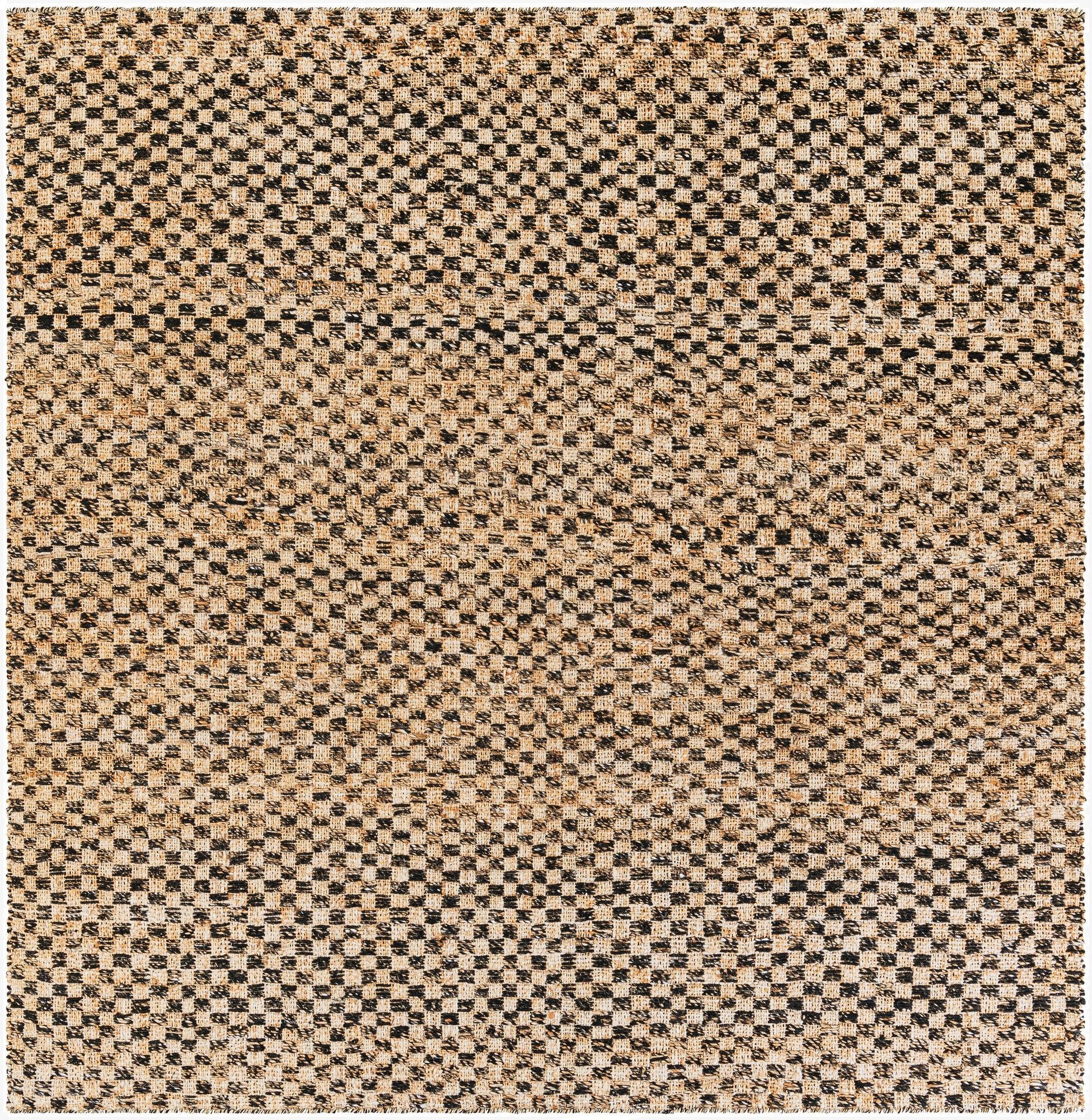  7' 10 x 7' 10  Hand Woven Checkered Jute Wool Square Rug