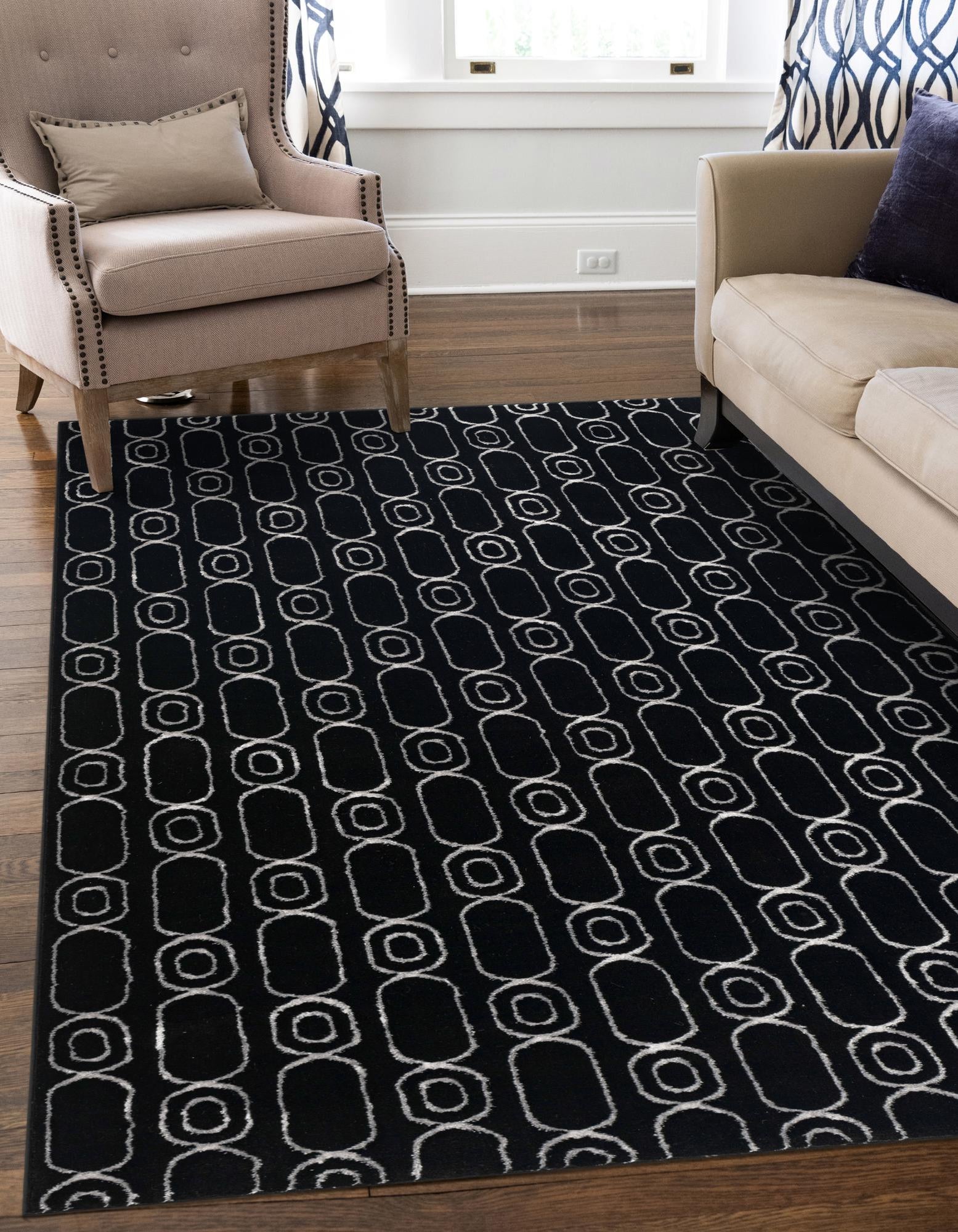 Black and Silver 9' x 12' Vogue Geo Rug | Rugs.com