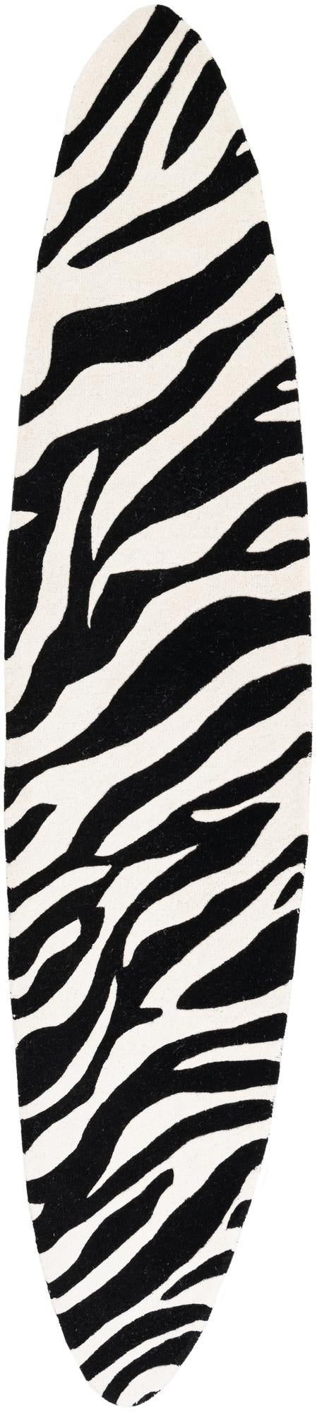 Black and White 2' x 8' 9 SurfBoard Wool Freeform Rug | Rugs.com
