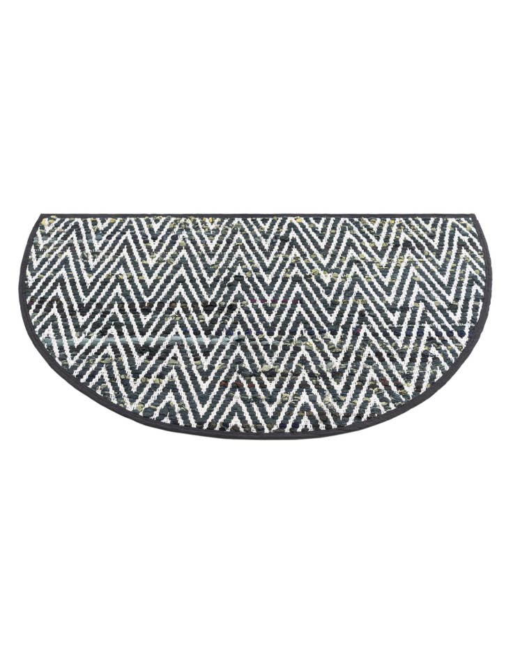 Detail image of  2' 2 x 3' 7  Hand Woven Chindi Chevron Hearth Rug