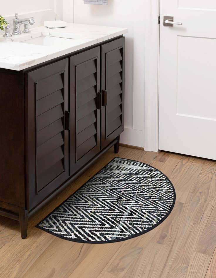 Detail image of  2' 2 x 3' 7  Hand Woven Chindi Chevron Hearth Rug