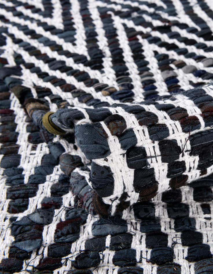 Detail image of  2' 2 x 3' 7  Hand Woven Chindi Chevron Hearth Rug