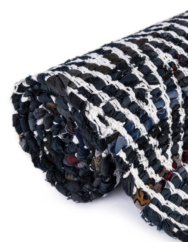 Detail image of  2' 2 x 3' 7  Hand Woven Chindi Chevron Hearth Rug