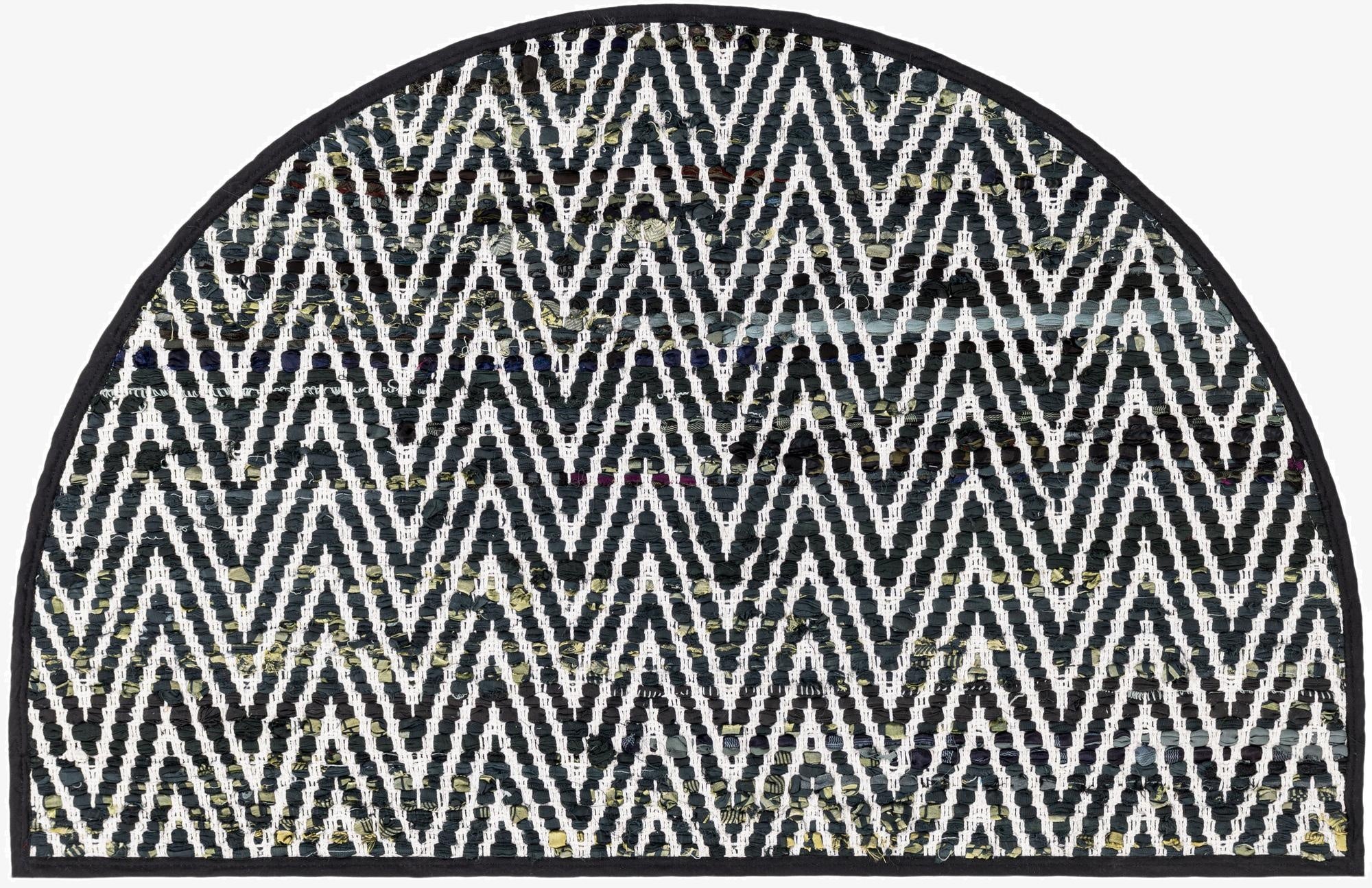  2' 2 x 3' 7  Hand Woven Chindi Chevron Hearth Rug