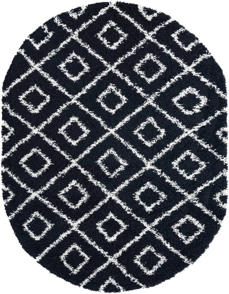 Detail image of  5' 3 x 8' Lattice Shag Oval Rug