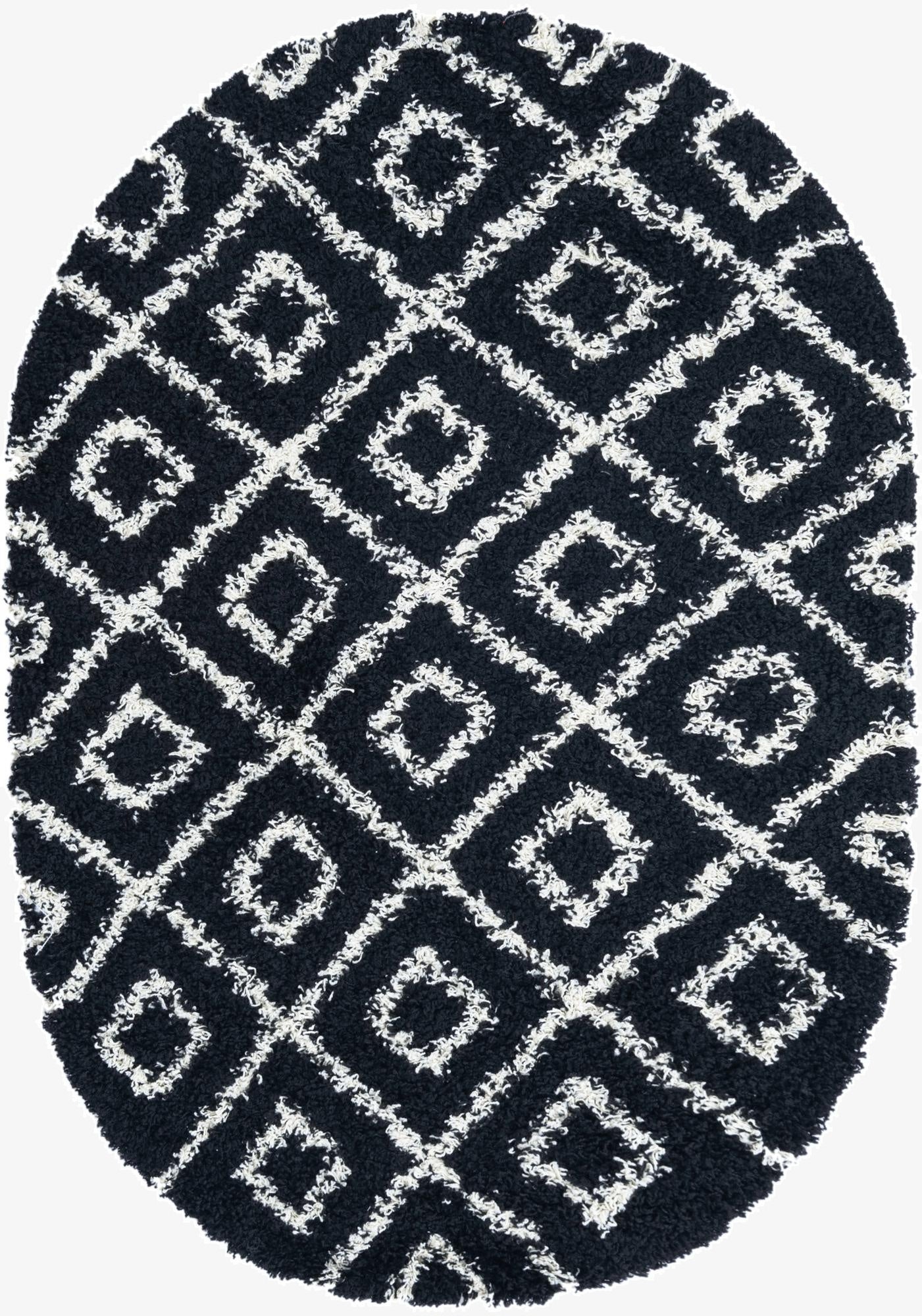  4' x 6' Lattice Shag Oval Rug