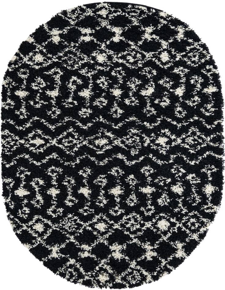 Detail image of  4' x 6' Moroccan Trellis Shag Oval Rug
