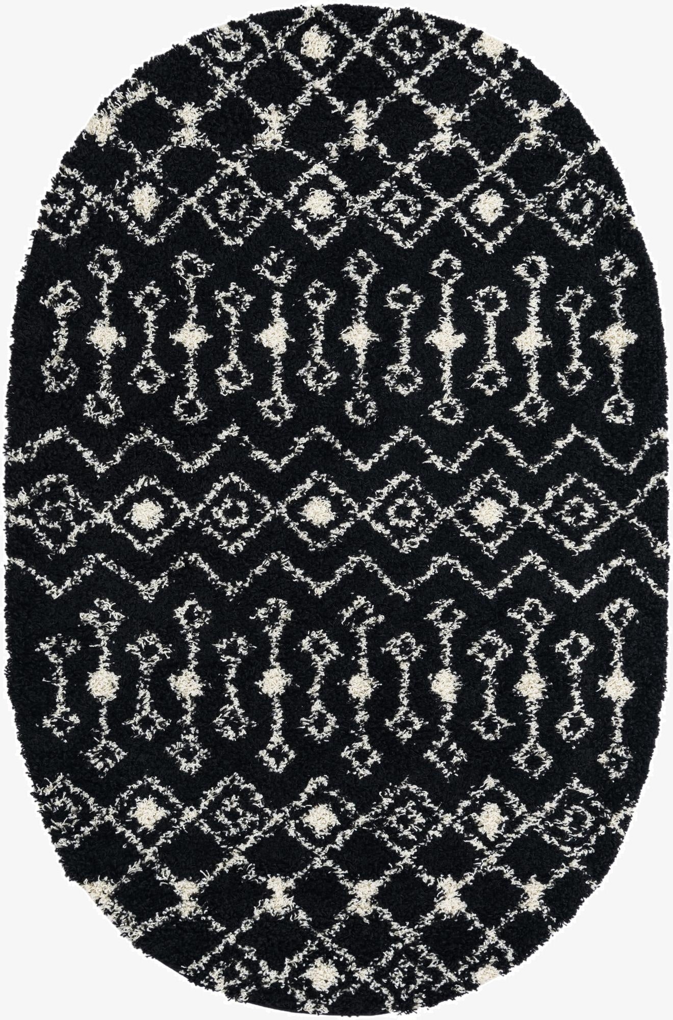  5' 3 x 8' Moroccan Trellis Shag Oval Rug