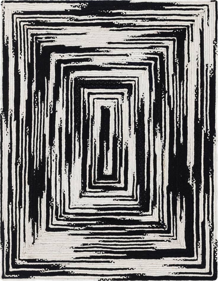 Detail image of  6' 1 x 9'  Hand Braided Chindi Rug