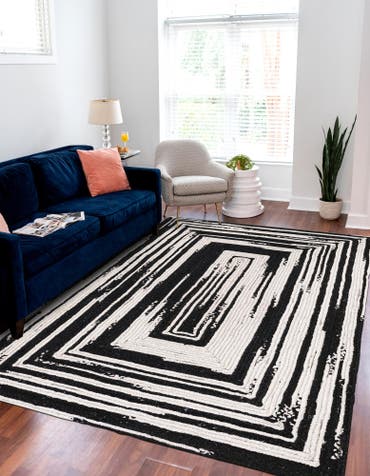  Custom Black and White  Hand Braided Chindi Rug