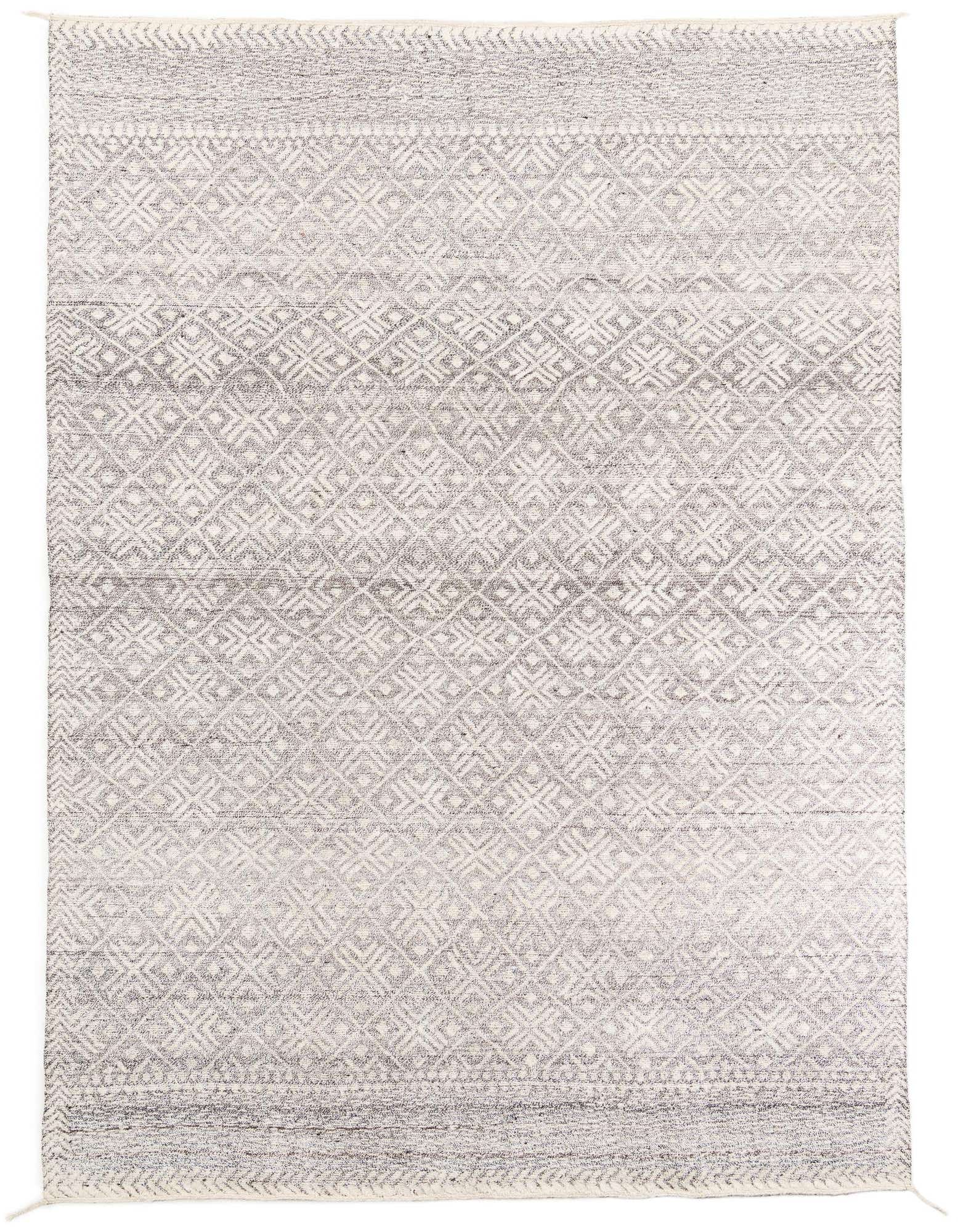 A 9x12 rectangular Darya rug in black and white, featuring a modern geometric diamond pattern, perfect for a living room.