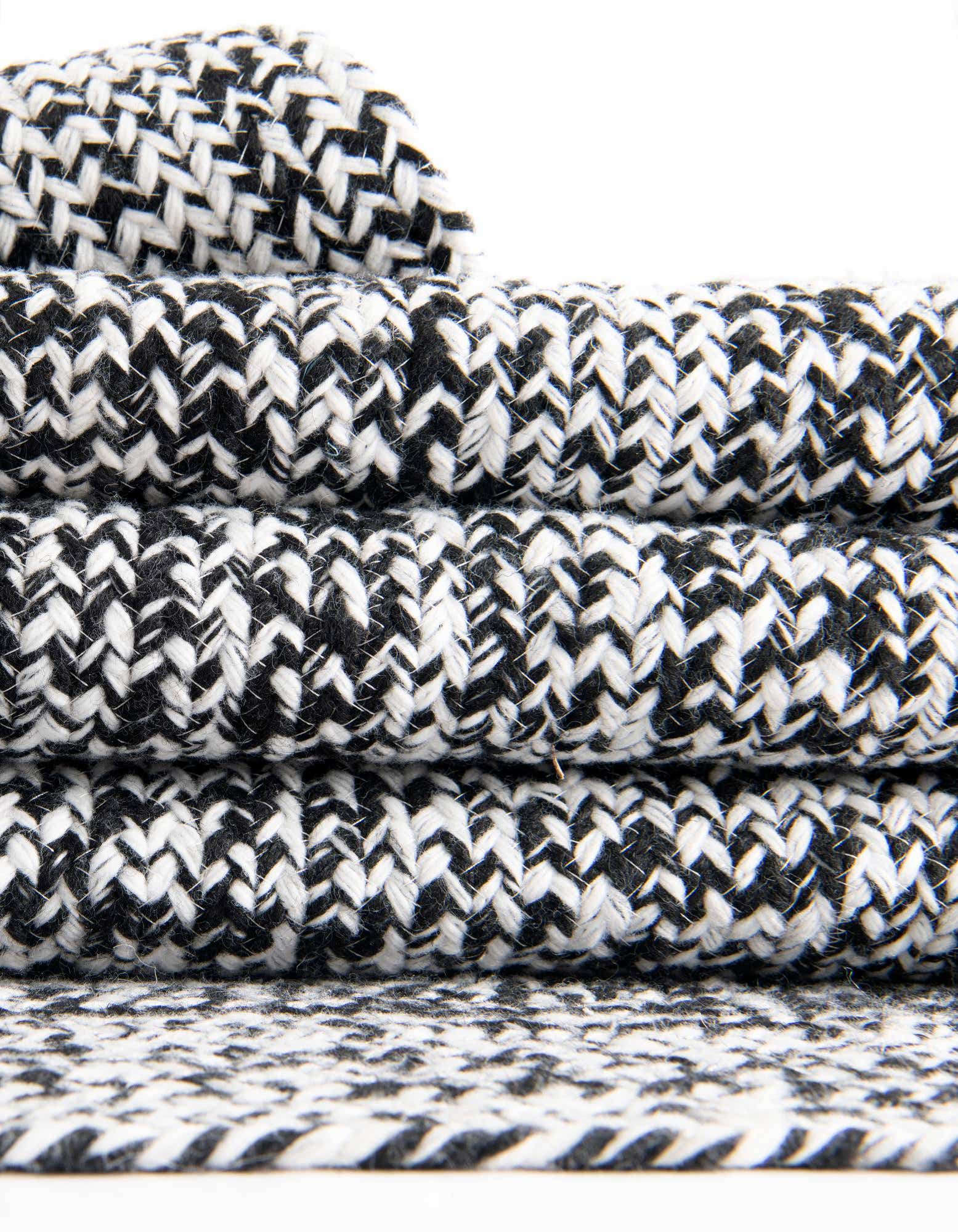 Primary image  Custom Black and White  Hand Woven Eco Verse   Washable Indoor / Outdoor Rug