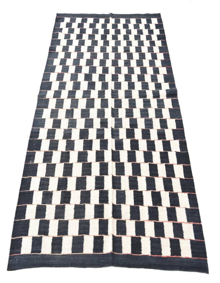 Detail image of  4' 5 x 5' 10  Hand Woven Kilim Modern Wool Rug