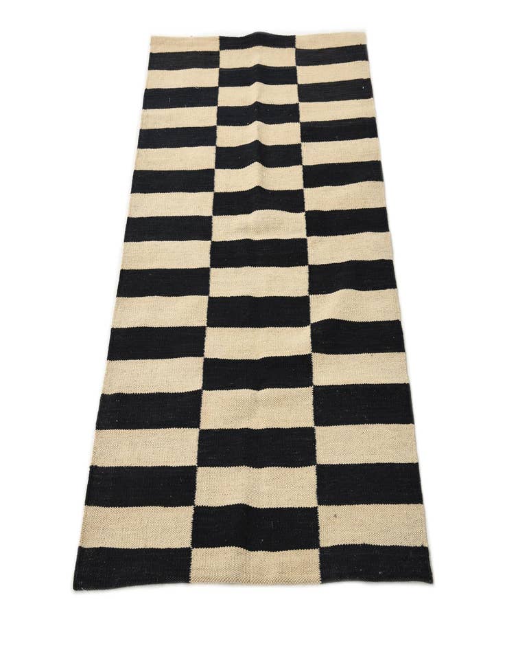 Detail image of  2' 7 x 4'  Hand Woven Kilim Modern Wool Rug