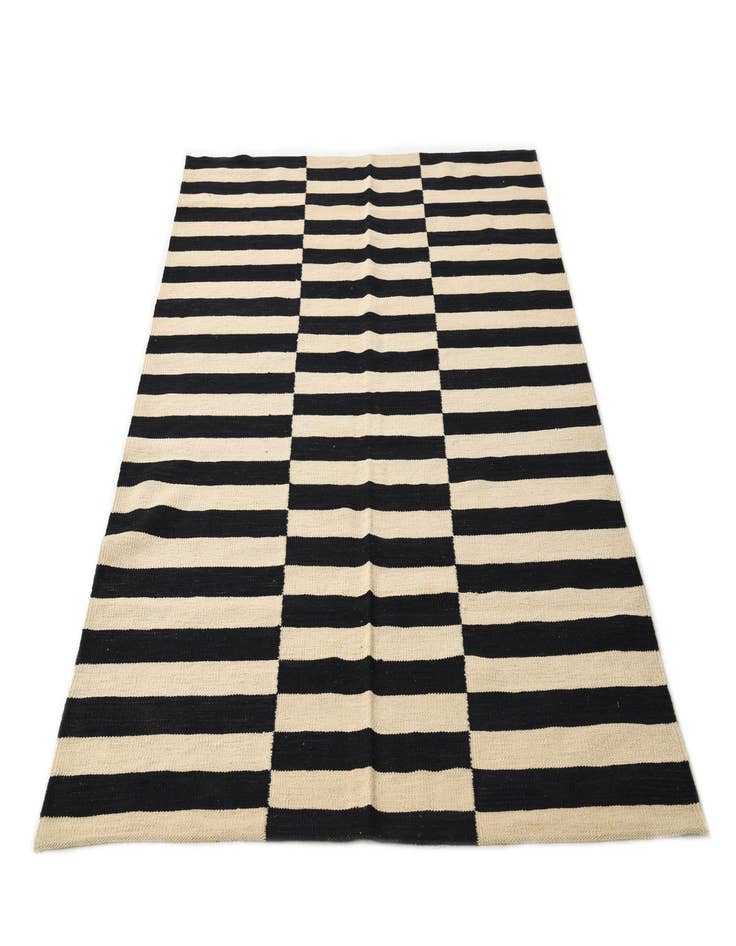 Detail image of  4' 2 x 6'  Hand Woven Kilim Modern Wool Rug