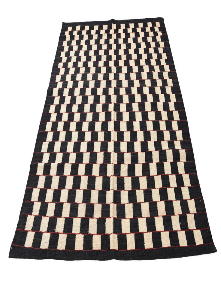 Detail image of  4' 11 x 6' 4  Hand Woven Kilim Modern Wool Rug