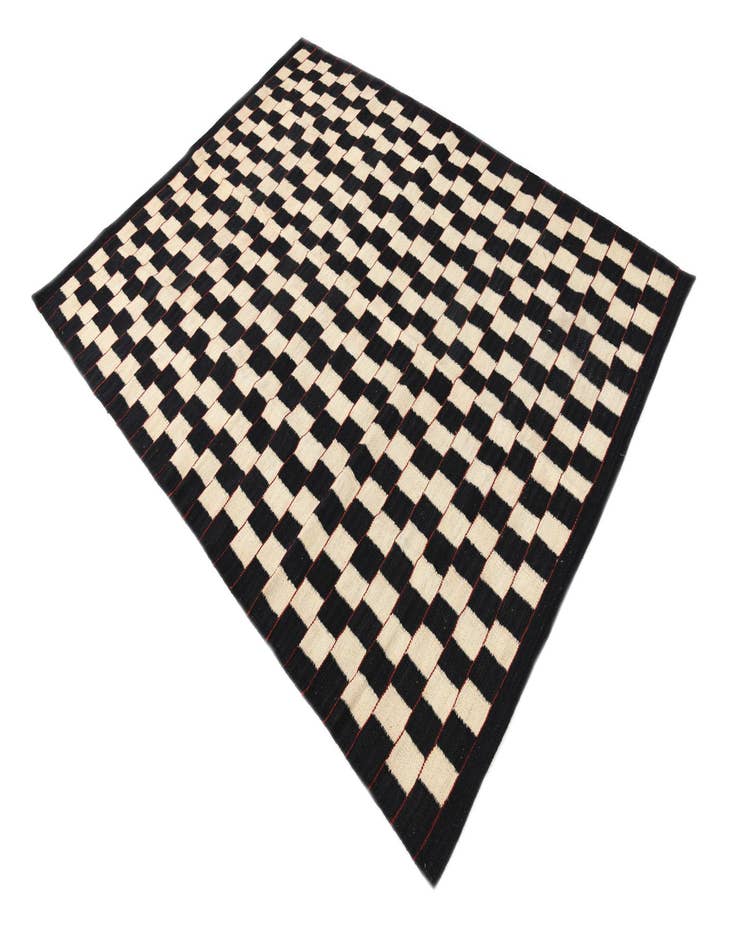 Detail image of  4' 10 x 6' 4  Hand Woven Kilim Modern Wool Rug