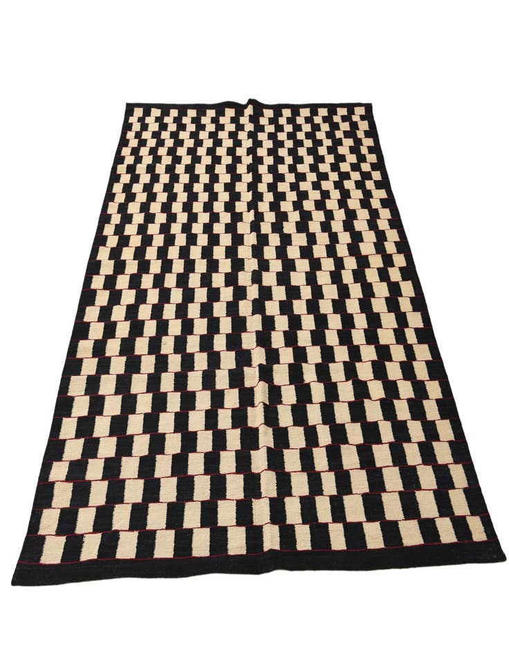 Detail image of  5' 8 x 7' 6  Hand Woven Kilim Modern Wool Rug