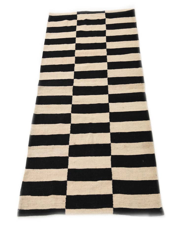 Detail image of  3' 4 x 4' 9  Hand Woven Kilim Modern Wool Rug