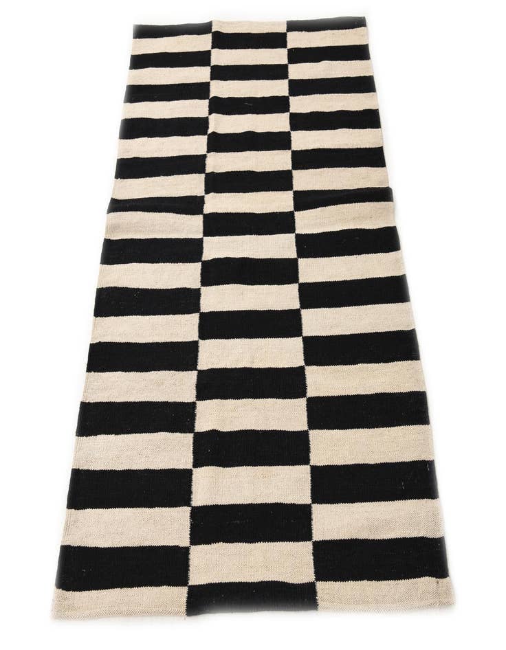 Detail image of  3' 4 x 4' 9  Hand Woven Kilim Modern Wool Rug