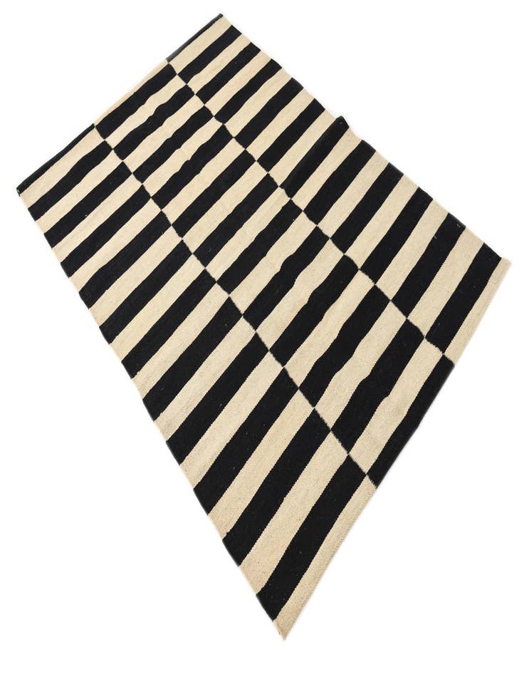 Detail image of  3' 4 x 4' 9  Hand Woven Kilim Modern Wool Rug