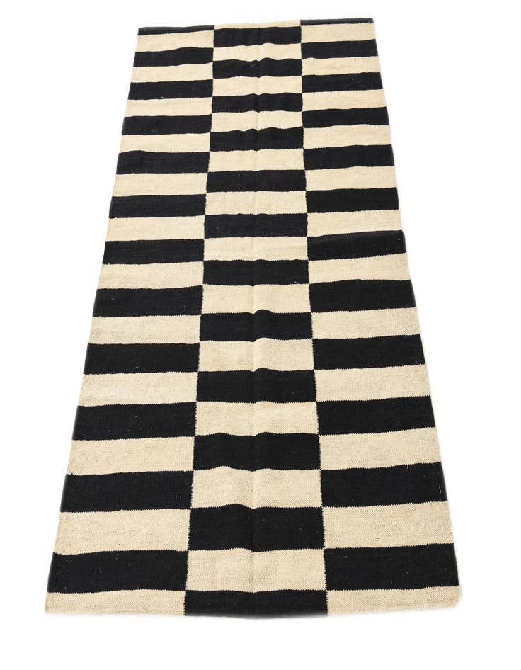 Detail image of  3' 4 x 4' 9  Hand Woven Kilim Modern Wool Rug