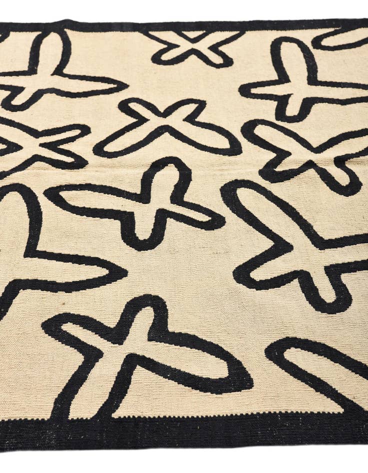 Detail image of  5' 2 x 6' 5  Hand Woven Kilim Modern Wool Rug