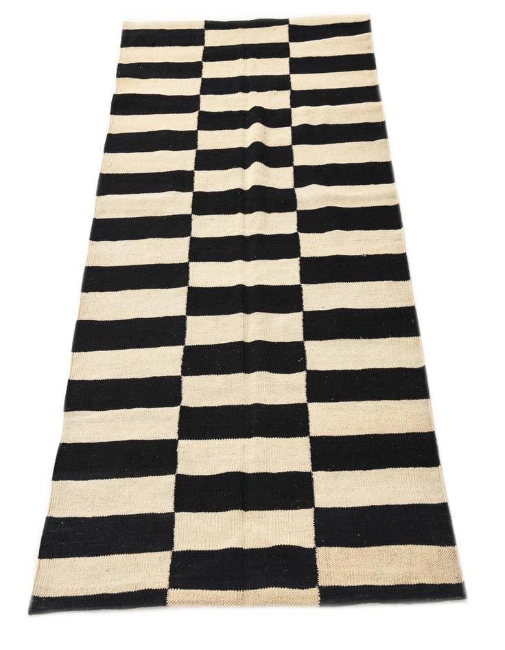 Detail image of  3' 4 x 4' 9  Hand Woven Kilim Modern Wool Rug