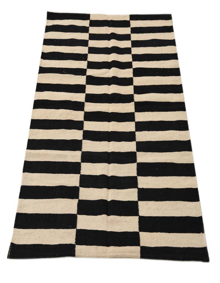 Detail image of  3' 6 x 4' 11  Hand Woven Kilim Modern Wool Rug